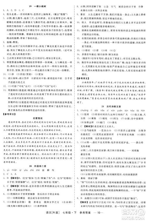 浙江工商大学出版社2024年春精彩练习就练这一本七年级语文下册人教版答案