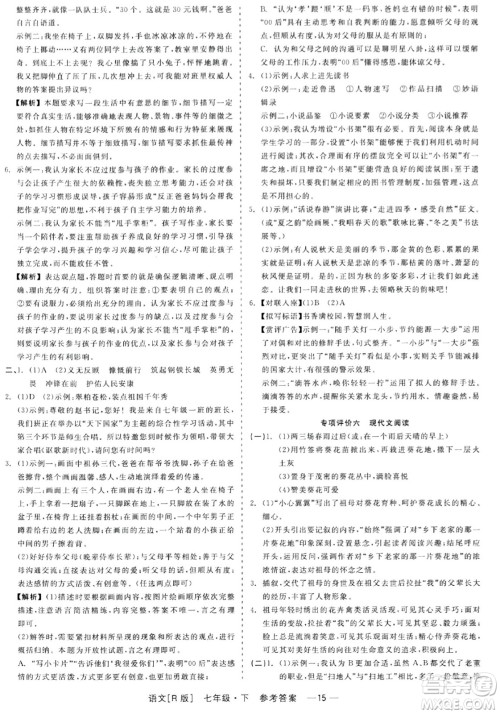 浙江工商大学出版社2024年春精彩练习就练这一本七年级语文下册人教版答案