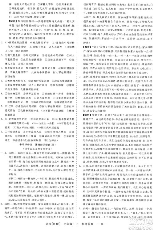 浙江工商大学出版社2024年春精彩练习就练这一本七年级语文下册人教版答案