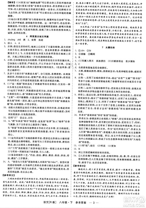 浙江工商大学出版社2024年春精彩练习就练这一本八年级语文下册人教版答案 浙江工商大学出版社2024年春精彩练习就练这一本八年级语文下册人教版答案
