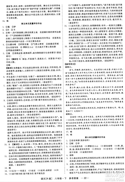 浙江工商大学出版社2024年春精彩练习就练这一本八年级语文下册人教版答案