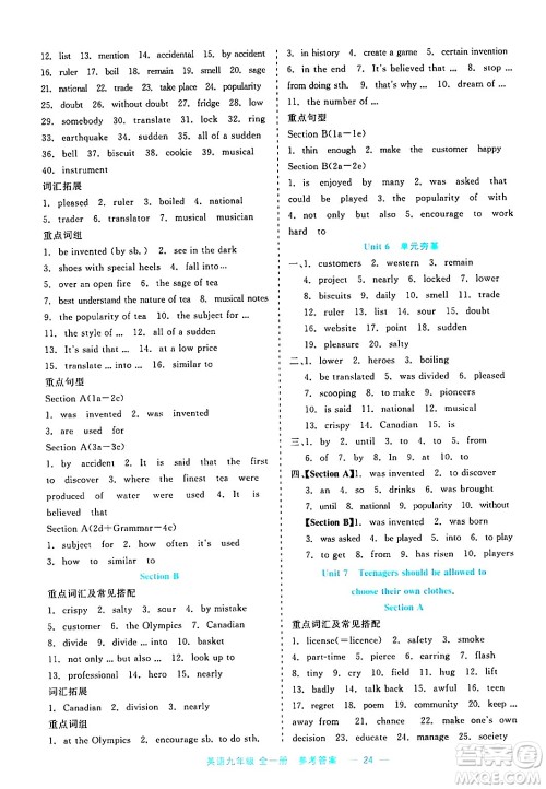 浙江工商大学出版社2024年春精彩练习就练这一本九年级英语下册课标版答案