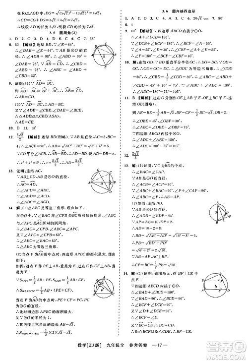 浙江工商大学出版社2024年春精彩练习就练这一本九年级数学下册浙教版答案