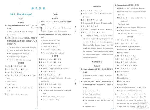 人民教育出版社2024年春人教金学典同步解析与测评学考练六年级英语下册人教版参考答案