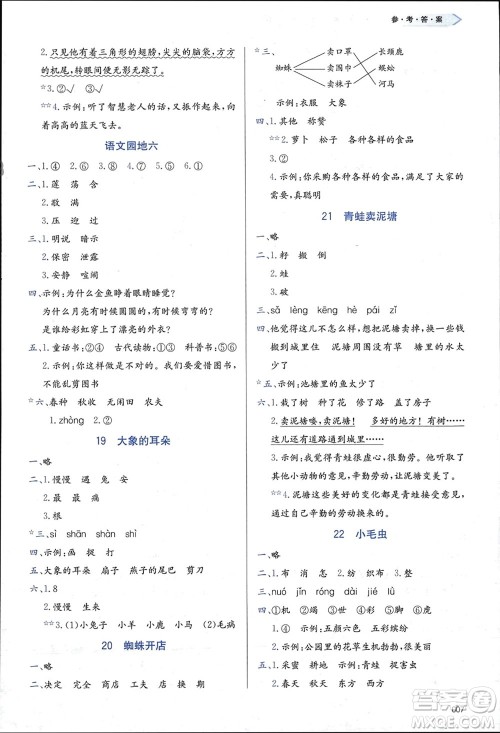 天津教育出版社2024年春学习质量监测二年级语文下册人教版参考答案 天津教育出版社2024年春学习质量监测二年级语文下册人教版参考答案