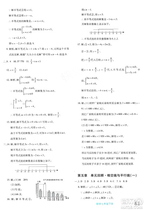 新疆青少年出版社2024年春优学1+1评价与测试七年级数学下册通用版答案