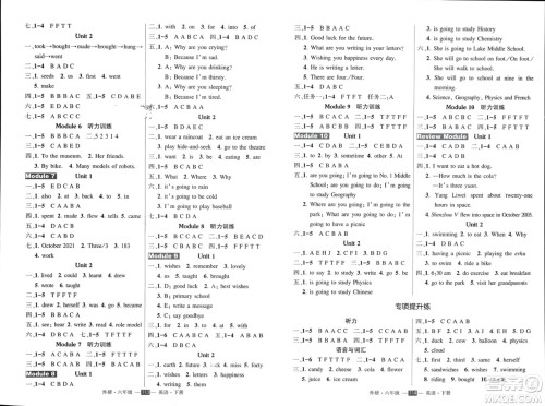 长江出版社2024年春状元成才路创优作业100分六年级英语下册外研版参考答案 长江出版社2024年春状元成才路创优作业100分六年级英语下册外研版参考答案