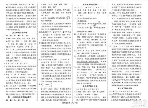 西安出版社2024年春状元成才路创优作业100分六年级语文下册人教版四川专版参考答案