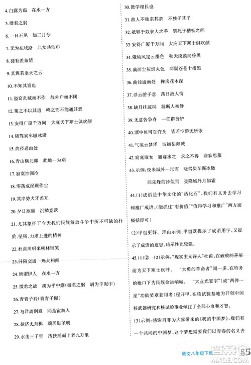 新疆青少年出版社2024年春优学1+1评价与测试八年级语文下册通用版答案 新疆青少年出版社2024年春优学1+1评价与测试八年级语文下册通用版答案