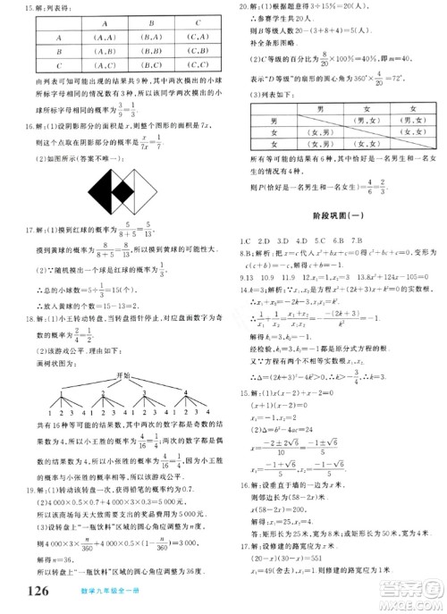 新疆青少年出版社2024年春优学1+1评价与测试九年级数学下册通用版答案