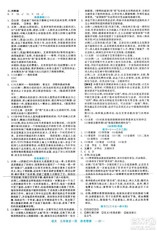浙江工商大学出版社2024年春精彩练习就练这一本九年级语文下册通用版答案
