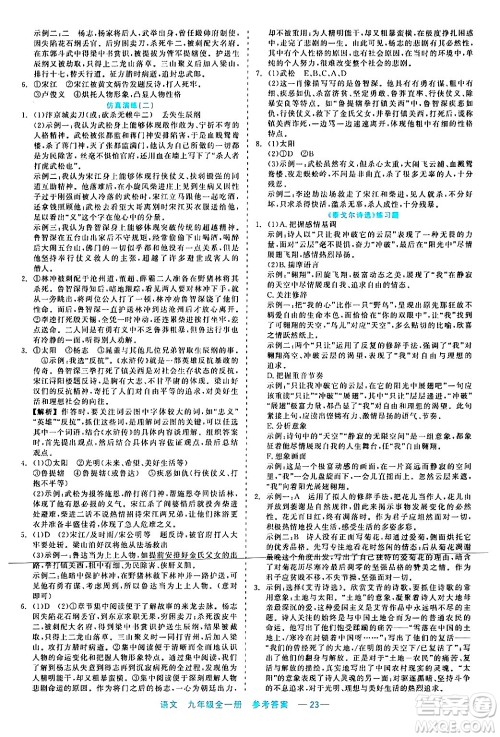 浙江工商大学出版社2024年春精彩练习就练这一本九年级语文下册通用版答案