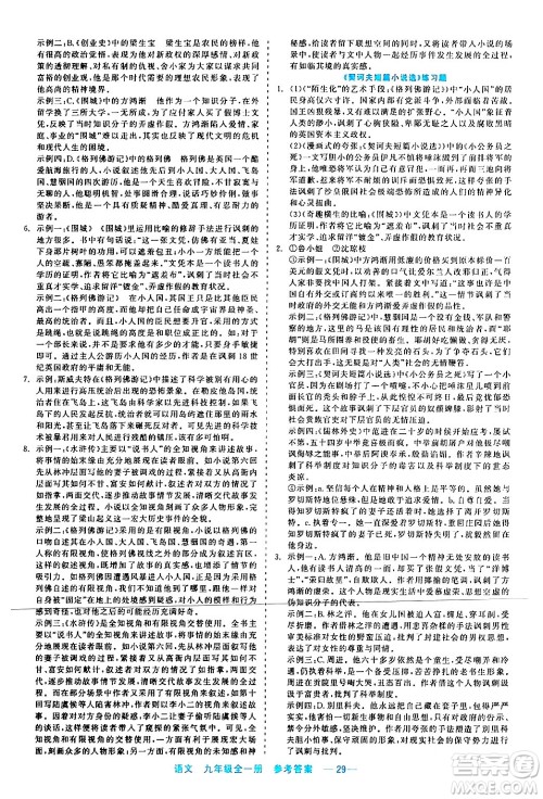 浙江工商大学出版社2024年春精彩练习就练这一本九年级语文下册通用版答案