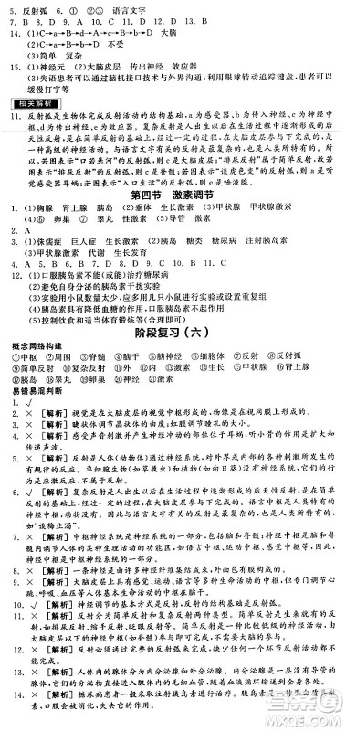 阳光出版社2024年春全品作业本七年级生物下册人教版内蒙古专版答案 阳光出版社2024年春全品作业本七年级生物下册人教版内蒙古专版答案