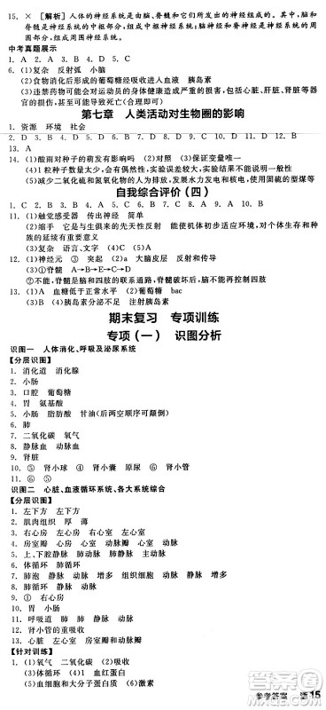 阳光出版社2024年春全品作业本七年级生物下册人教版内蒙古专版答案 阳光出版社2024年春全品作业本七年级生物下册人教版内蒙古专版答案