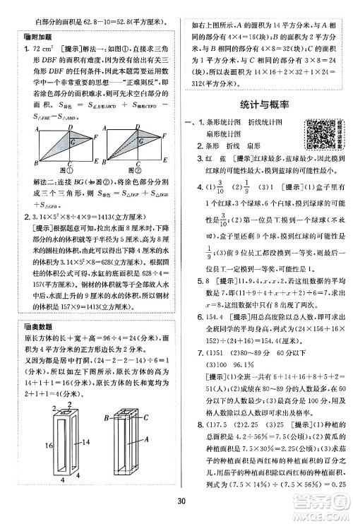 江苏人民出版社2024年春实验班提优大考卷六年级数学下册人教版答案