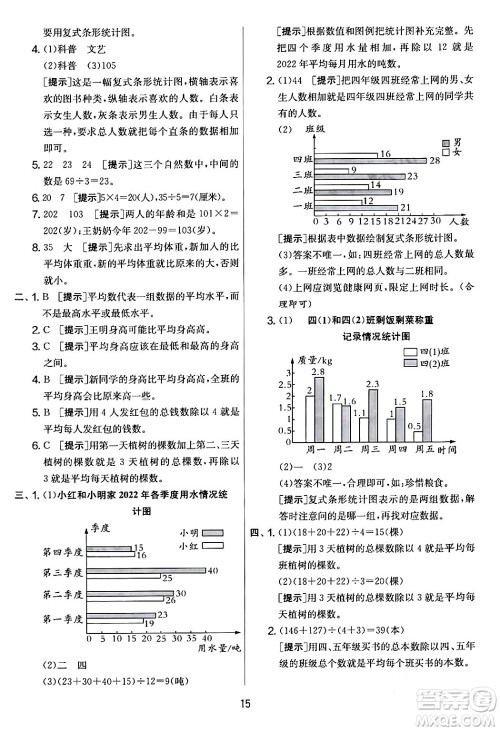 江苏人民出版社2024年春实验班提优大考卷四年级数学下册人教版答案