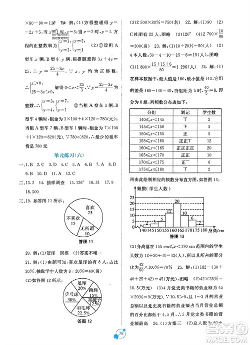广西教育出版社2024年春自主学习能力测评单元测试七年级数学下册人教版A版参考答案
