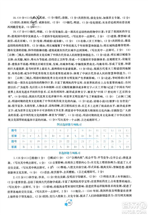 广西教育出版社2024年春自主学习能力测评单元测试七年级历史下册人教版A版参考答案