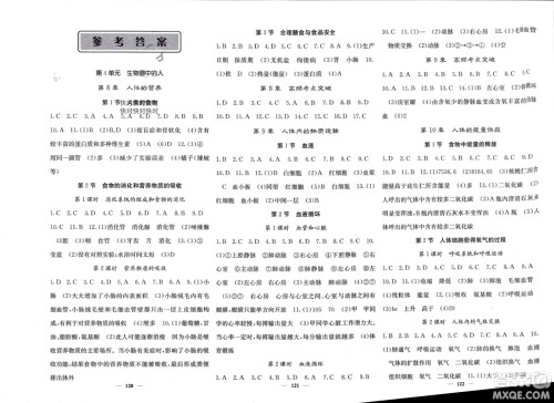四川大学出版社2024年春课堂点睛七年级生物下册北师大版参考答案 四川大学出版社2024年春课堂点睛七年级生物下册北师大版参考答案