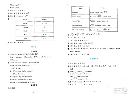人民教育出版社2024年春小学同步测控优化设计五年级英语下册人教PEP版三起点答案