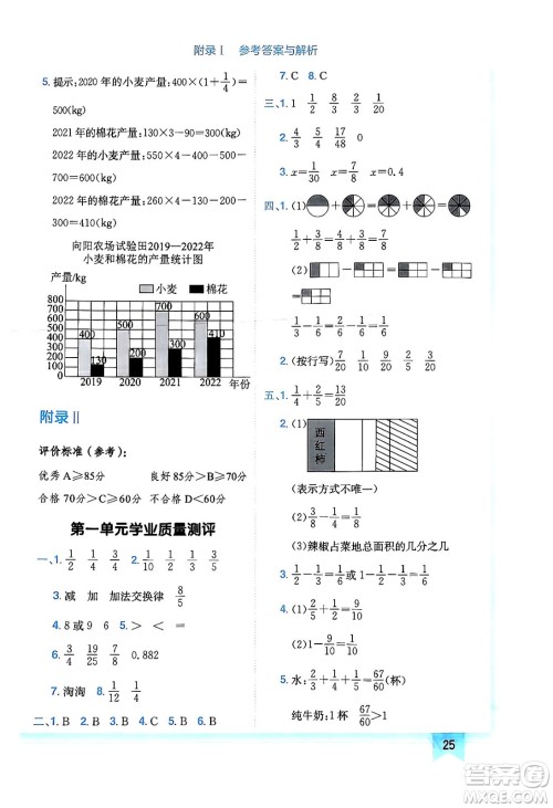 龙门书局2024年春黄冈小状元作业本五年级数学下册北师大版广东专版答案