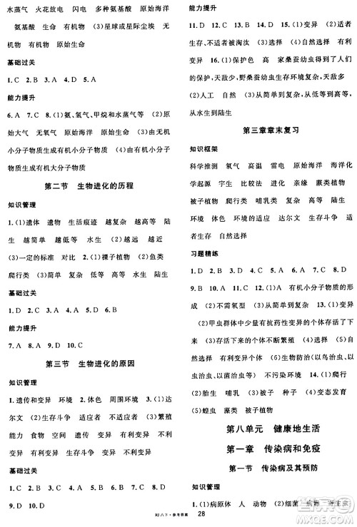 安徽师范大学出版社2024年春名校课堂八年级生物下册人教版答案 安徽师范大学出版社2024年春名校课堂八年级生物下册人教版答案