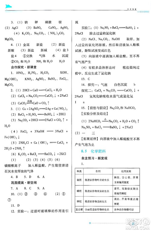 广东教育出版社2024年春南方新课堂金牌学案九年级化学科粤版答案