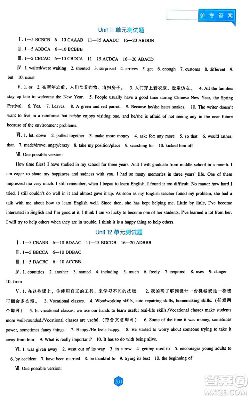 辽海出版社2024年春新课程英语能力培养九年级英语下册人教版答案 辽海出版社2024年春新课程英语能力培养九年级英语下册人教版答案