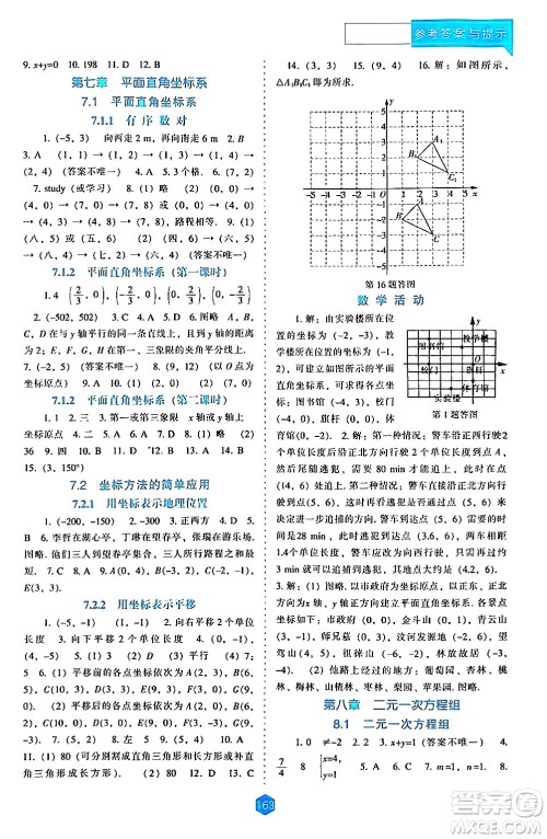 辽海出版社2024年春新课程数学能力培养七年级数学下册人教版答案