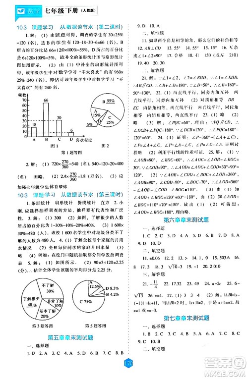 辽海出版社2024年春新课程数学能力培养七年级数学下册人教版答案
