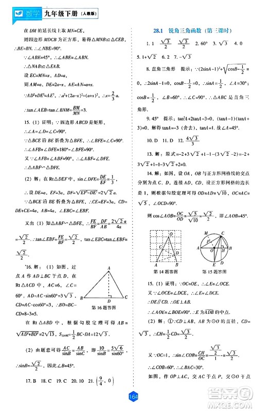 辽海出版社2024年春新课程数学能力培养九年级数学下册人教版答案 辽海出版社2024年春新课程数学能力培养九年级数学下册人教版答案