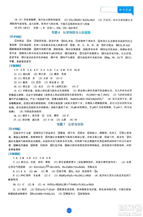 辽海出版社2024年春新课程化学能力培养九年级化学下册人教版答案