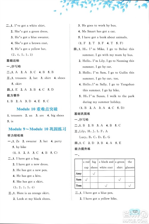 广西师范大学出版社2024年春新课程学习与测评同步学习三年级英语下册外研版参考答案 广西师范大学出版社2024年春新课程学习与测评同步学习三年级英语下册外研版参考答案