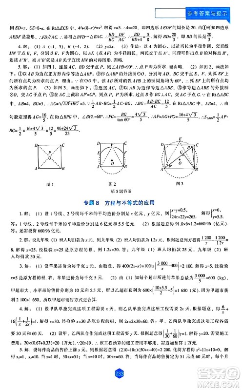 辽海出版社2024年春新课程数学能力培养九年级数学下册北师大版答案 辽海出版社2024年春新课程数学能力培养九年级数学下册北师大版答案