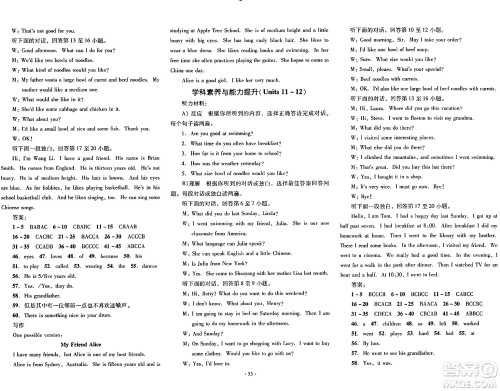 湖南教育出版社2024年春学科素养与能力提升七年级英语下册人教版答案