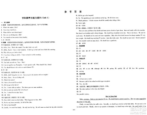 湖南教育出版社2024年春学科素养与能力提升八年级英语下册人教版答案