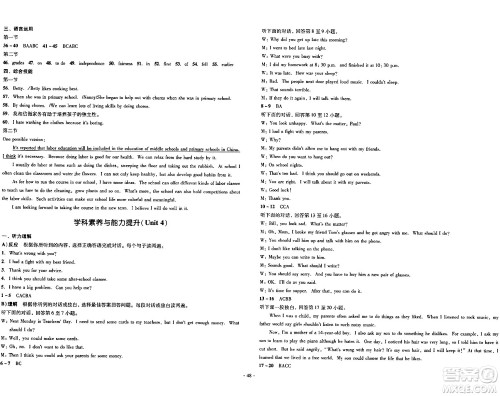 湖南教育出版社2024年春学科素养与能力提升八年级英语下册人教版答案