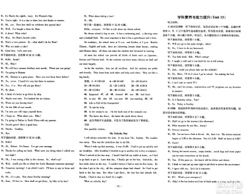 湖南教育出版社2024年春学科素养与能力提升九年级英语下册人教版答案