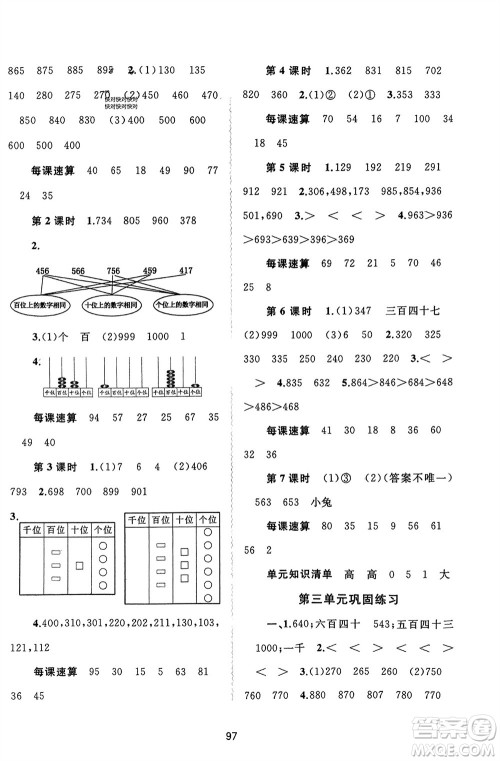 广西师范大学出版社2024年春新课程学习与测评同步学习二年级数学下册冀教版参考答案 广西师范大学出版社2024年春新课程学习与测评同步学习二年级数学下册冀教版参考答案