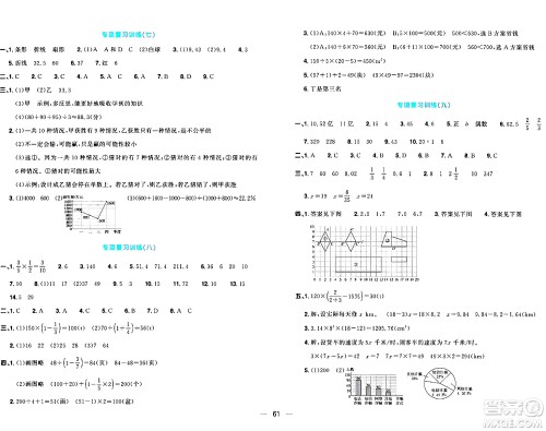 江西教育出版社2024年春阳光同学一线名师全优好卷六年级数学下册北师大版答案