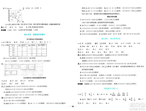 江西教育出版社2024年春阳光同学一线名师全优好卷五年级数学下册青岛版答案
