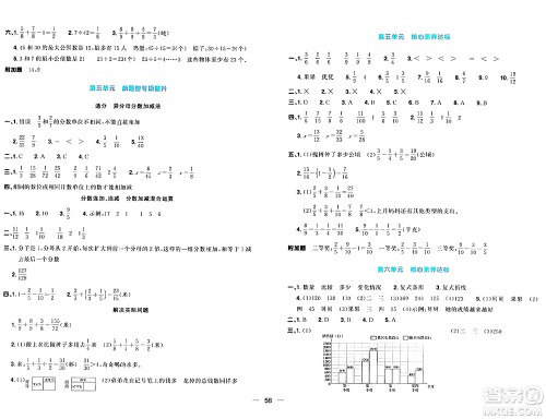 江西教育出版社2024年春阳光同学一线名师全优好卷五年级数学下册青岛版答案