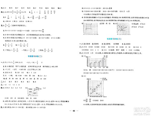 江西教育出版社2024年春阳光同学一线名师全优好卷五年级数学下册青岛版答案