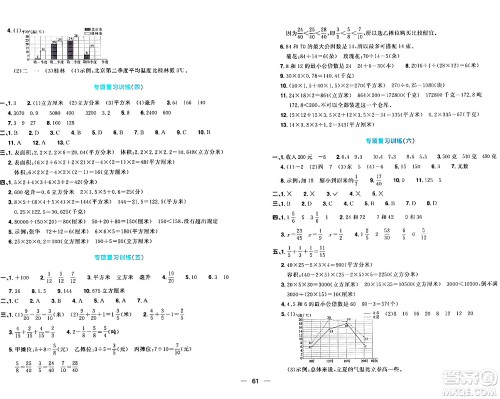 江西教育出版社2024年春阳光同学一线名师全优好卷五年级数学下册青岛版答案