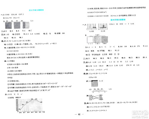 江西教育出版社2024年春阳光同学一线名师全优好卷四年级数学下册北师大版答案