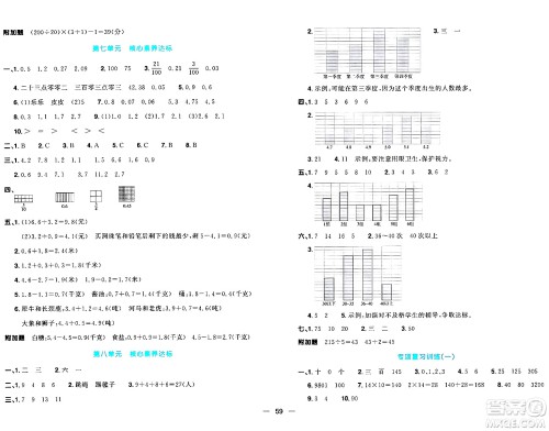 江西教育出版社2024年春阳光同学一线名师全优好卷三年级数学下册青岛版答案