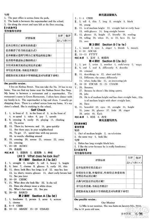 阳光出版社2024年春全品学练考七年级英语下册人教版答案