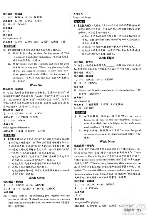 阳光出版社2024年春全品学练考七年级英语下册人教版答案