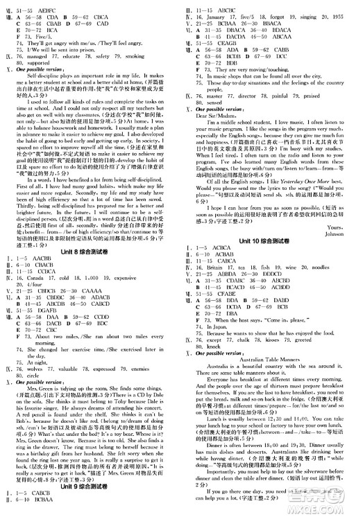阳光出版社2024年春全品学练考九年级英语下册人教版答案